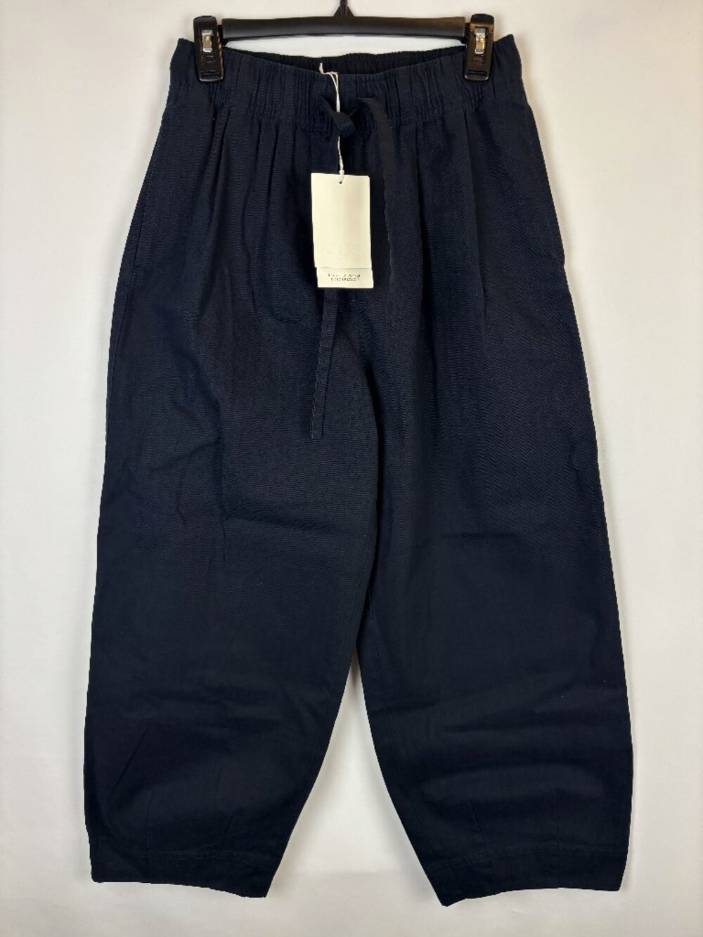 6 COS Barrel Leg Drawstring Trousers Soft Cotton Wide Leg Pants Pockets Pleated